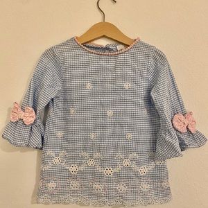 4T Blue & White Checked Tunic with Bows and Pants